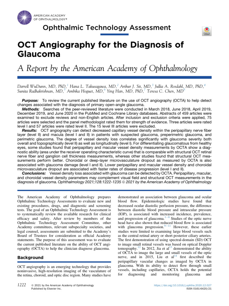 OCT Angiography for Glaucoma Diagnosis | PDF | Ophthalmology | Glaucoma