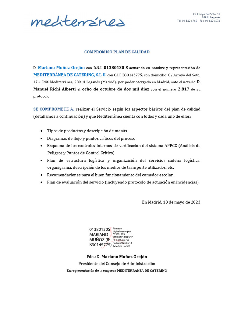 2.2. Compromisos Plan de Calidad | PDF