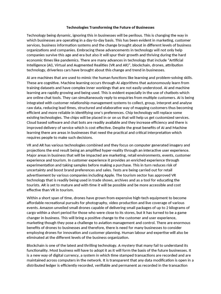 Technology and The Future of Business | PDF | Artificial Intelligence ...