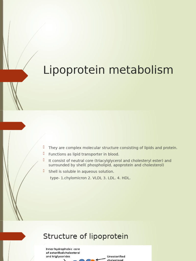 Lipoprotein metabolism | PDF | Lipoprotein | Cholesterol