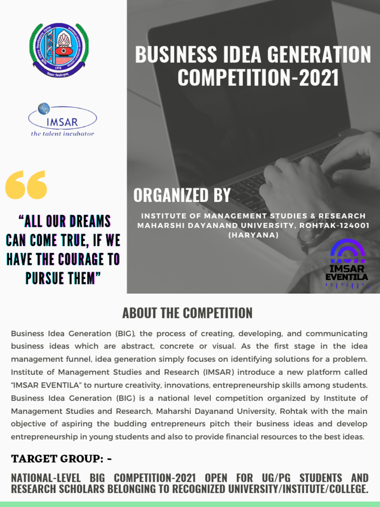 Business Idea Generation Competition 2021 | PDF | Entrepreneurship ...