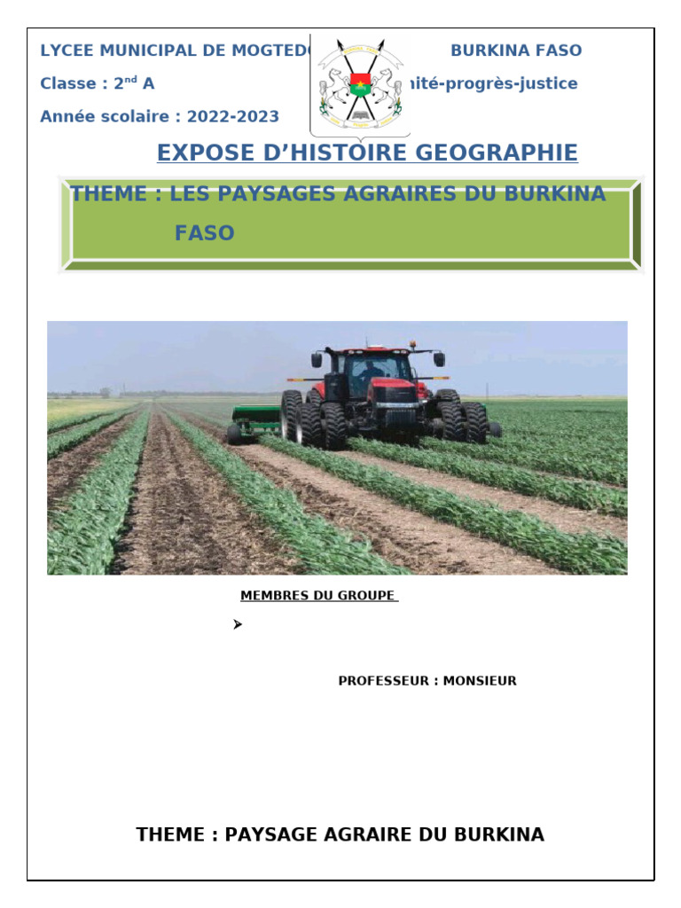 Paysages agraires au Burkina Faso | PDF | Sol (pédologie) | Agriculture