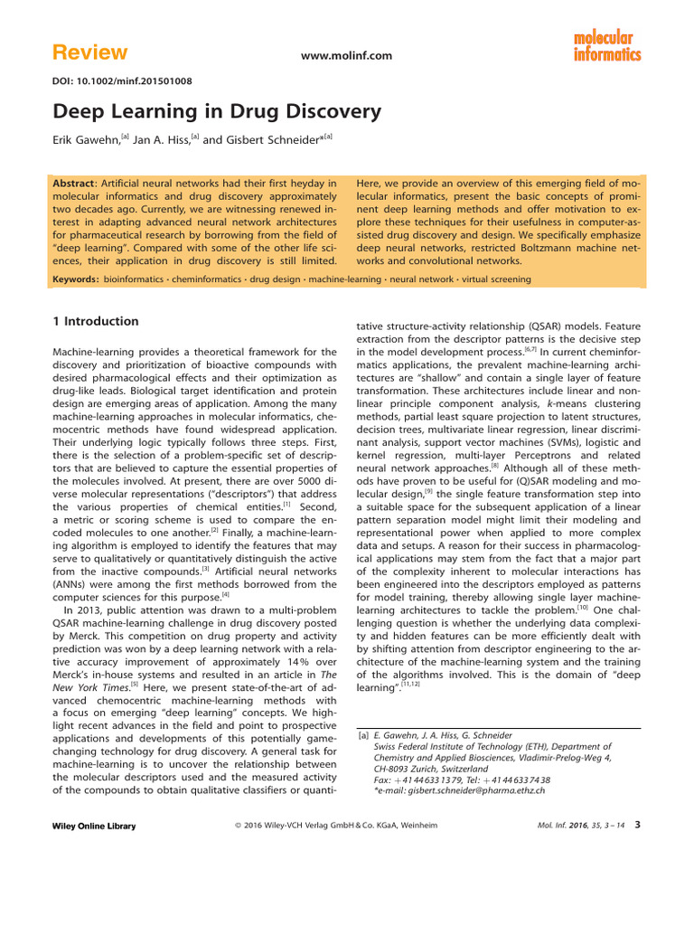 Deep Learning in Drug Discovery Review | PDF | Deep Learning | Machine ...