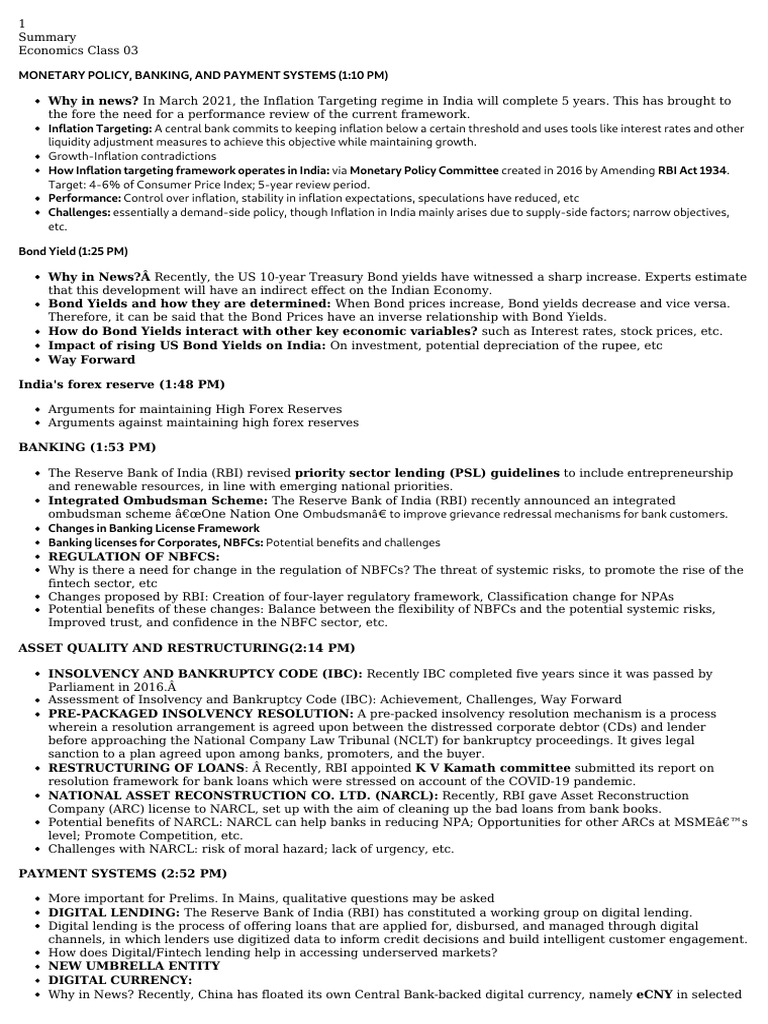 Economics Class 03 - 15 - 11 - 21 | PDF | Inflation | Monetary Policy