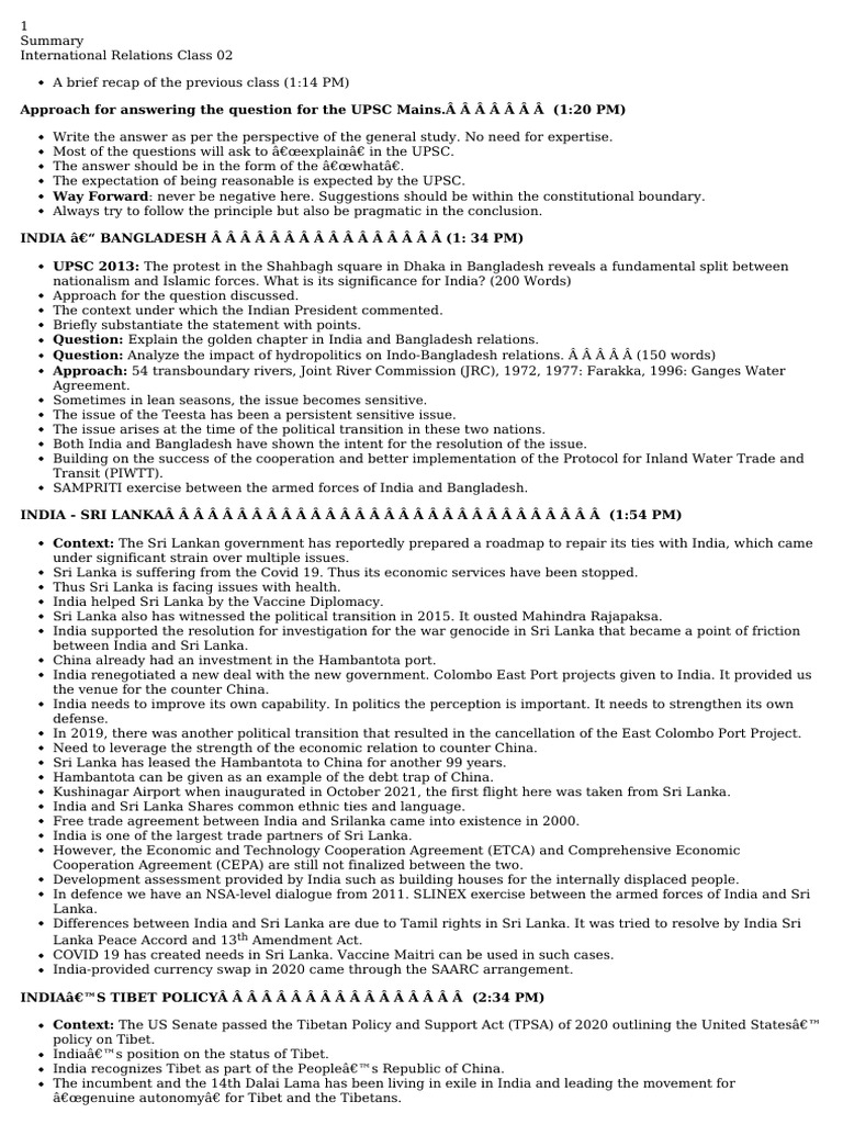 International Relations Class 02 - 30 - 11 - 21 | PDF | Global Politics ...