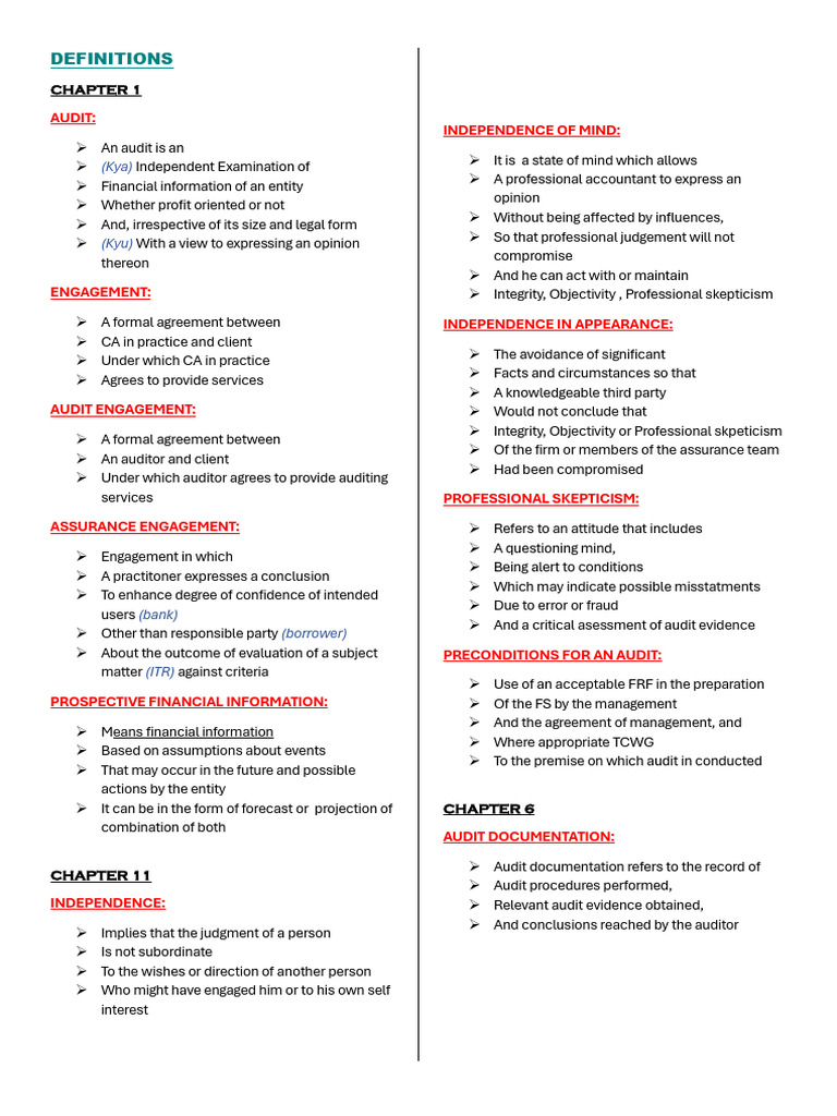 Key Audit Concepts and Definitions | PDF | Audit | Auditor's Report
