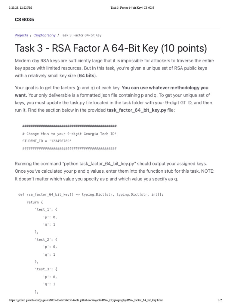 Factor 64-Bit RSA Key in CS 6035 | PDF | Software Engineering ...