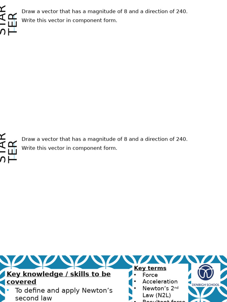 Newton's Second Law and Resultant Forces | PDF | Force | Acceleration
