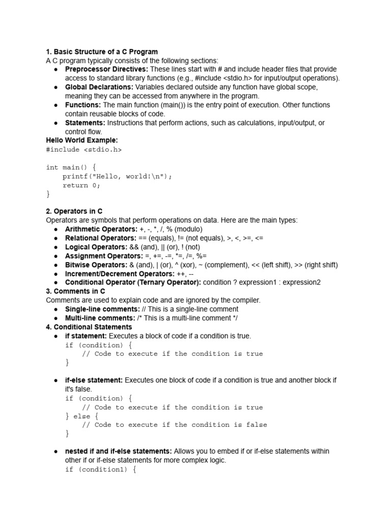 Basic structure of C syntex of C programming with ... | PDF | Control ...