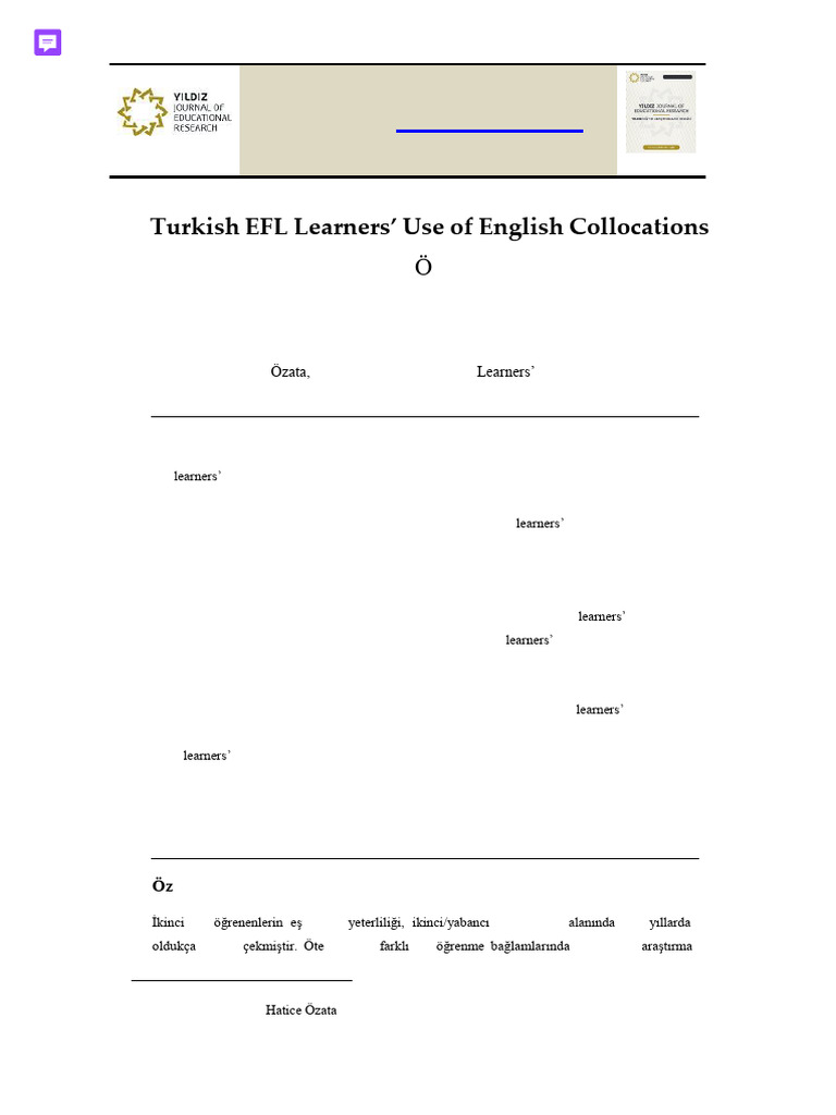 Issues - Özata, H. (2020) - Turkish EFL Learners' Use of English ...