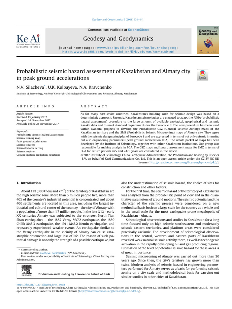 Seismic Hazard Assessment in Kazakhstan | PDF | Seismology | Earthquakes