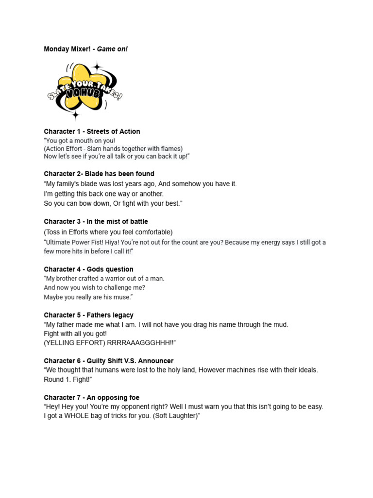 Action-Packed Character Dialogues | PDF