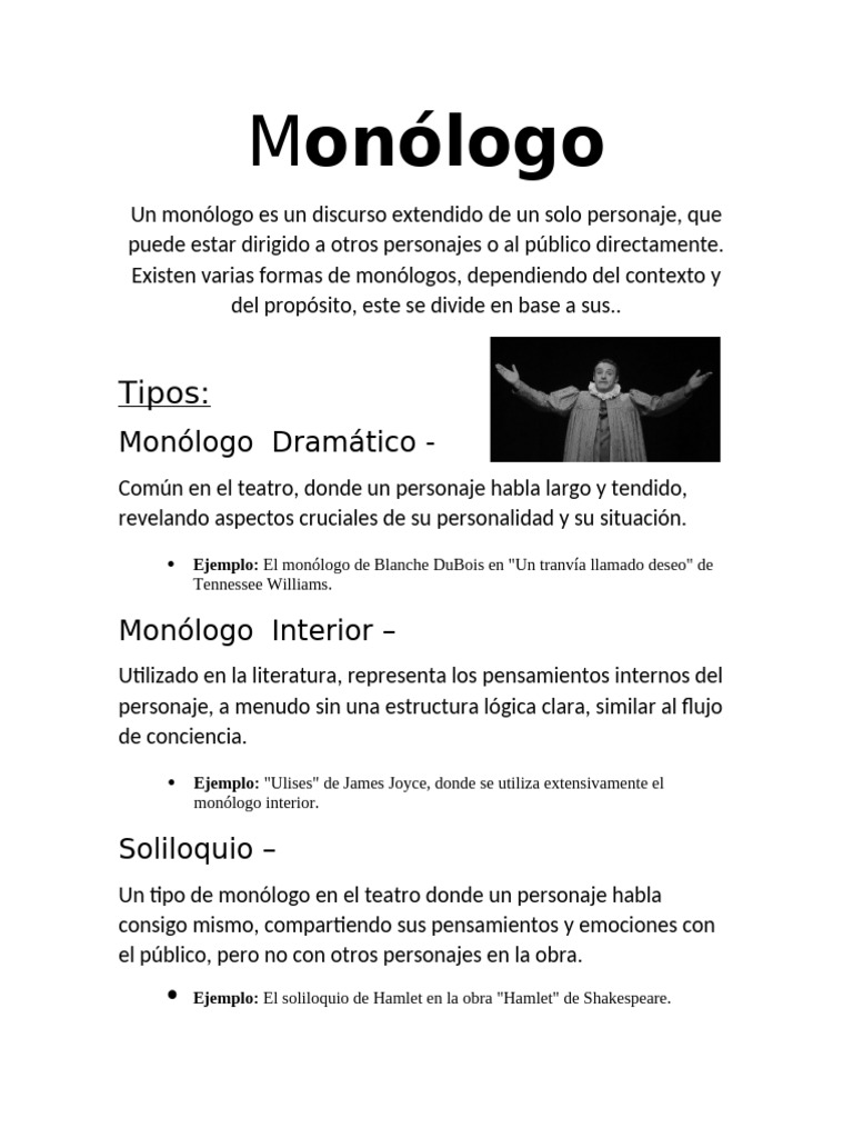 Elementos y Ejemplos de Monólogos | PDF | Monólogo | Teatro