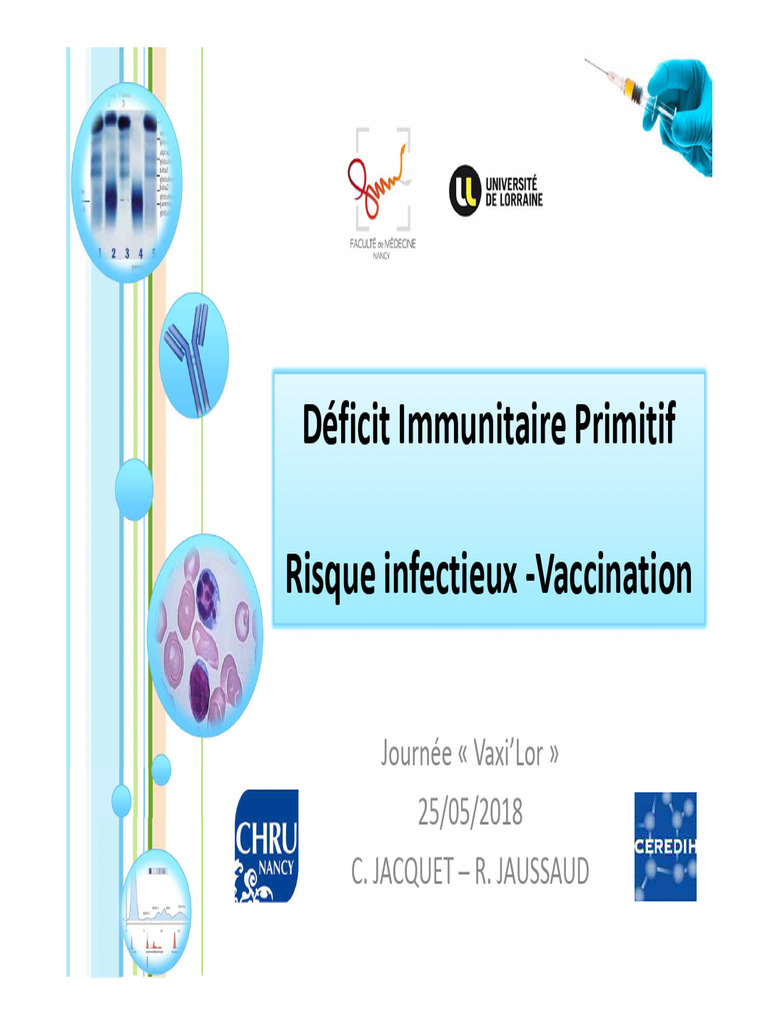 Déficit Immunitaire Primitif : Diagnostic et Vaccination | PDF ...