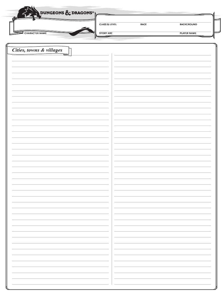 D&D Campaign Notes - Print Version | PDF