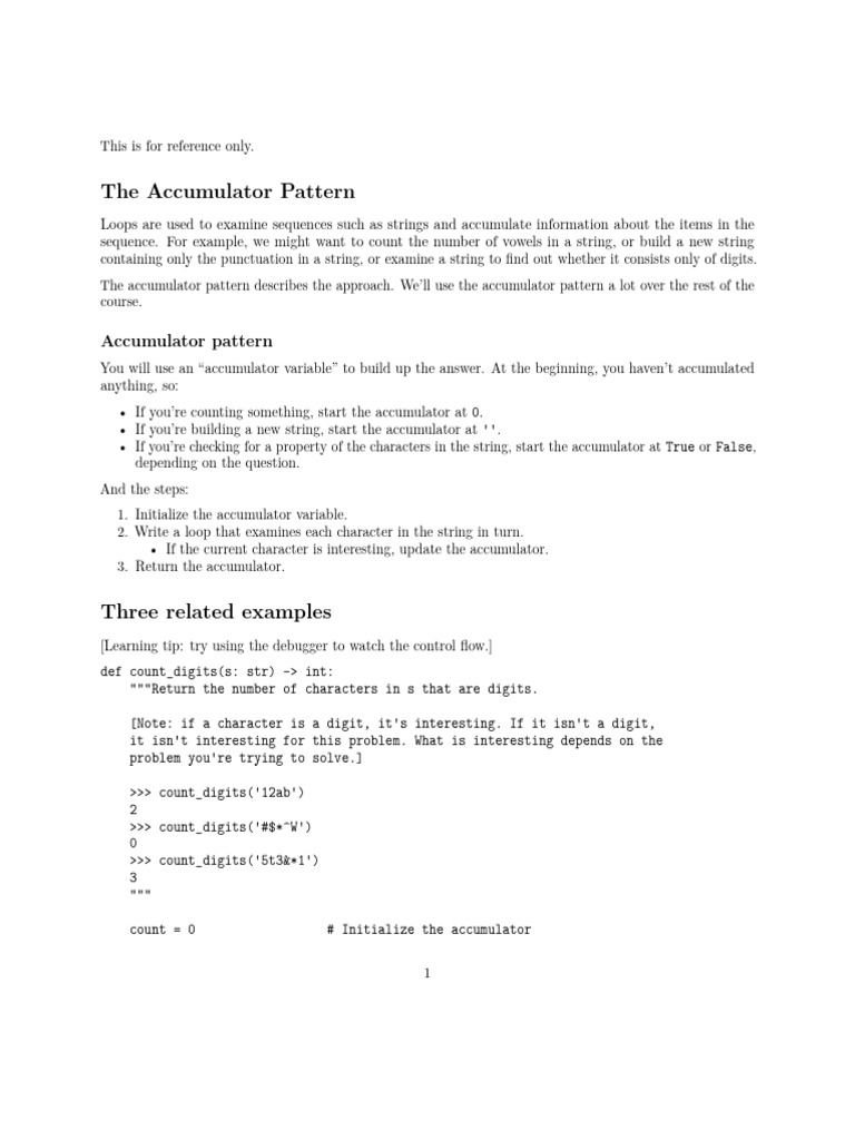 Ws15.5-Accumulator Pattern Reference | PDF | Control Flow | Theoretical ...