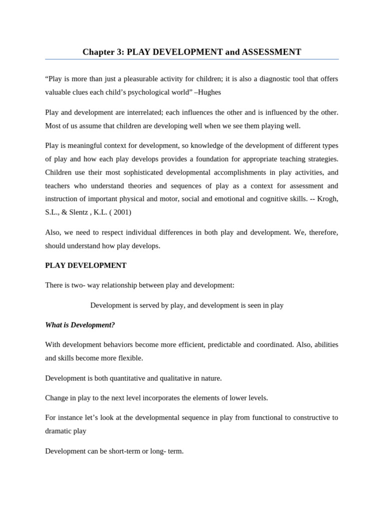 Chapter 3 Play And Development Notes Pdf Learning Human Life Stages