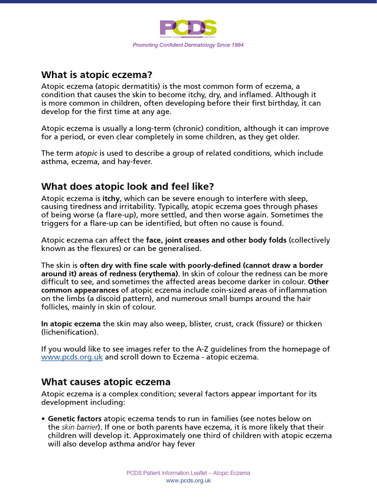 Atopic Eczema: Causes and Management Tips | PDF | Dermatitis | Allergy
