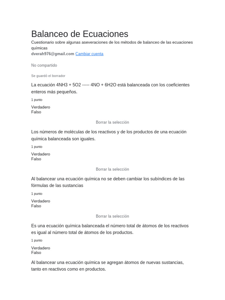 Balanceo de Ecuaciones | PDF