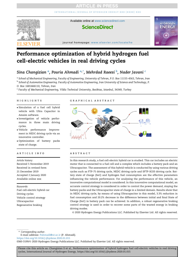 10 1016@j Ijhydene 2020 01 015 | PDF | Fuel Cell | Hybrid Vehicle