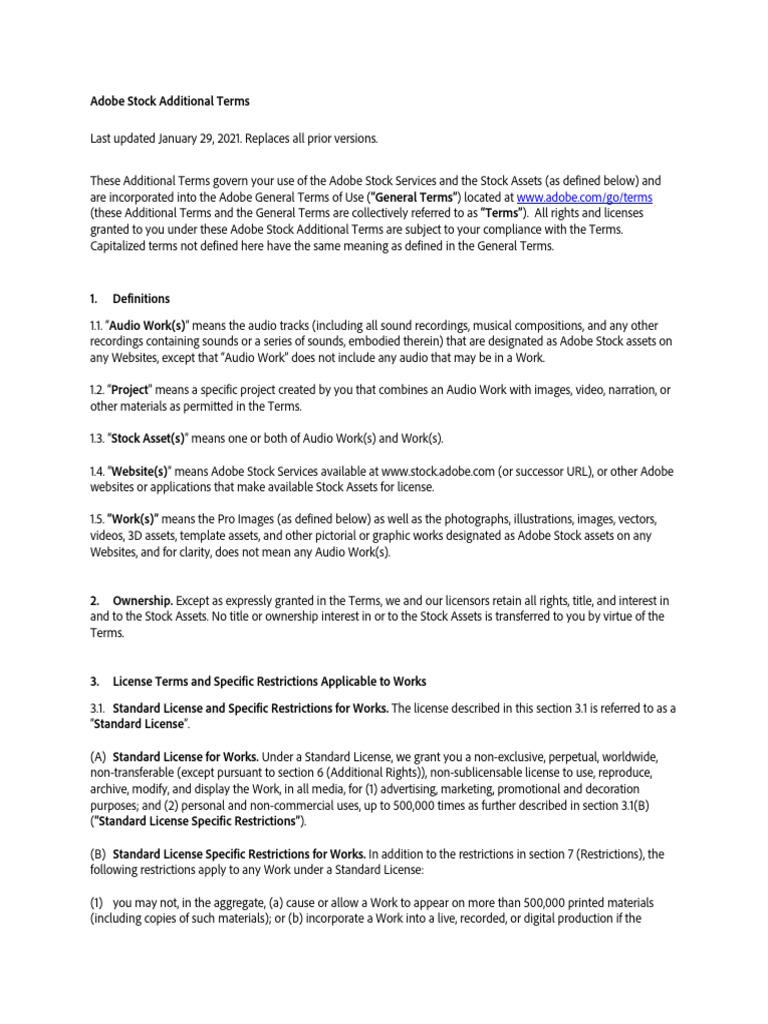 Stock Additional Terms en US 20210129 | PDF | Indemnity | License