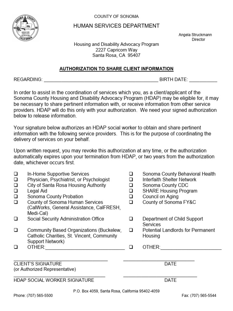 HDAP Release of Information | PDF
