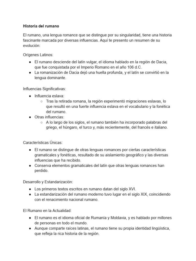 Origen y evolución del idioma rumano | PDF
