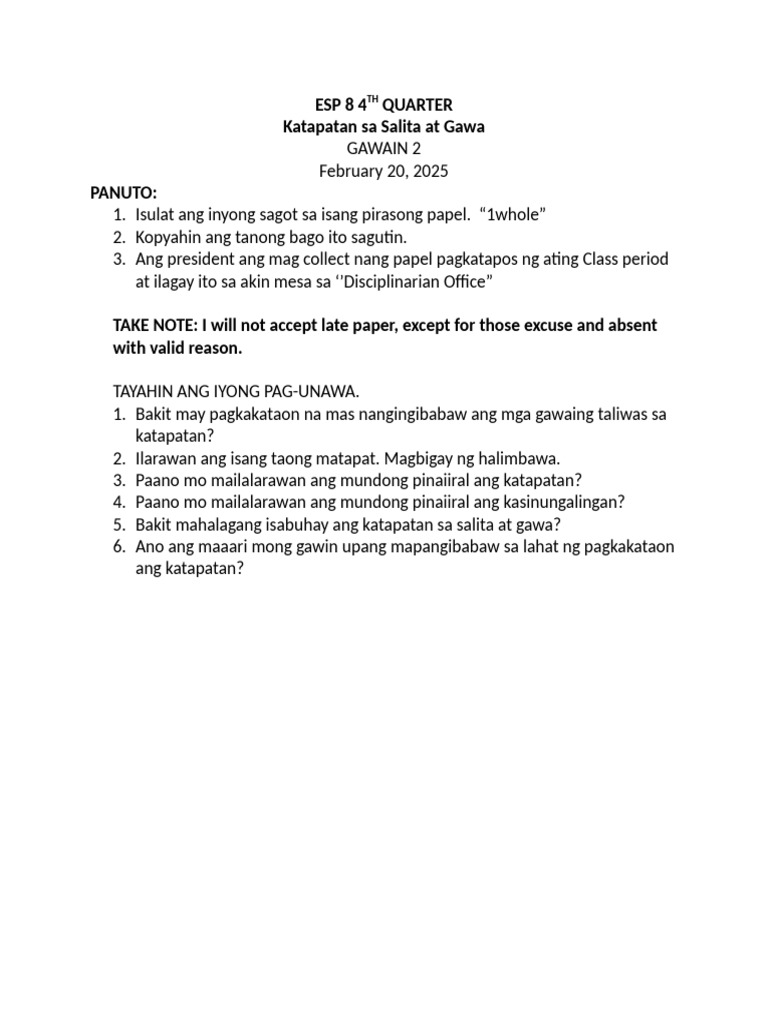 Esp 8 4TH Quarter | PDF