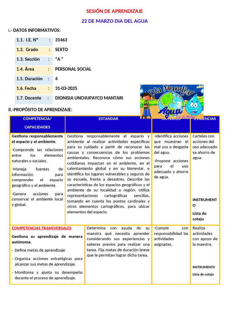 Aprendizaje sobre el Uso Responsable del Agua | PDF | Agua | Aprendizaje