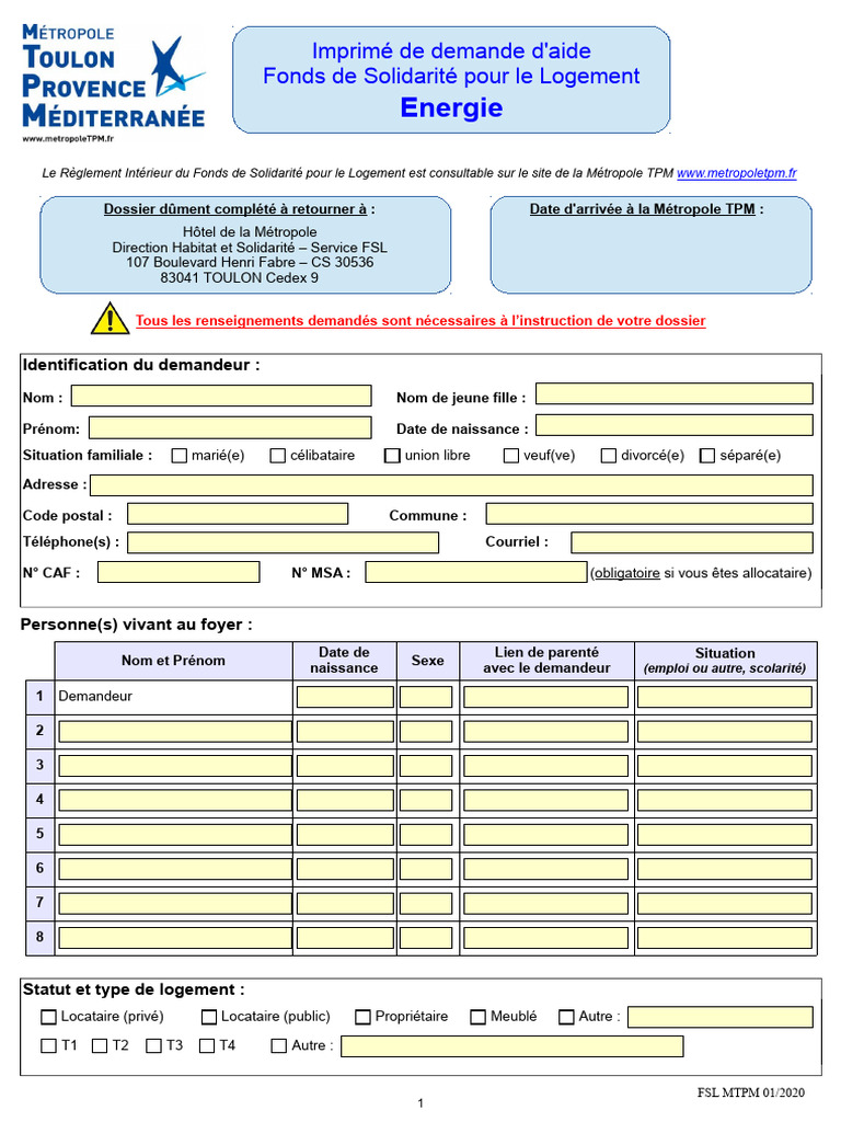 Demande d'aide FSL 2024 | PDF | Retraite | Vie privée et informatique
