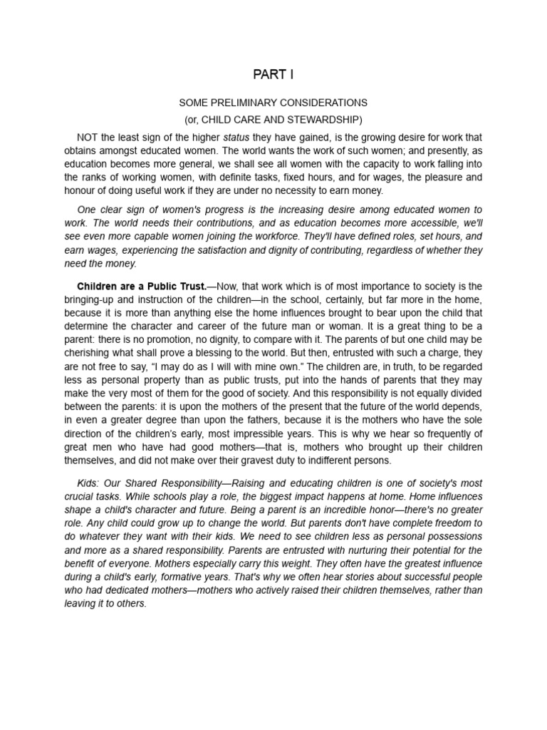 The Role of Mothers in Child Development | PDF