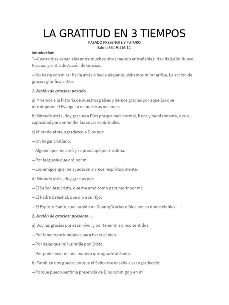 La Gratitud en 3 Tiempos | PDF | Cristo (título) | Creencia y doctrina ...
