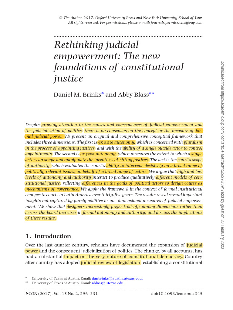 Rethinking Judicial Empowerment Models | PDF | Autonomy | Supreme Court ...