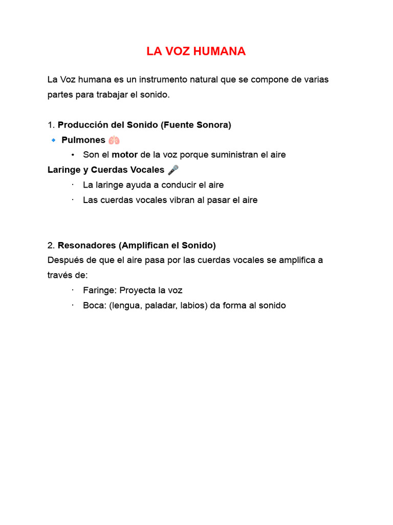 Estructura y Producción de la Voz Humana | PDF