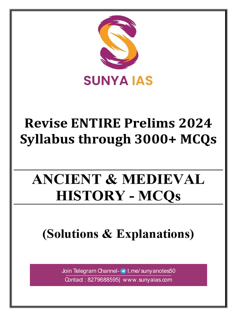 Ancient & Medieval History MCQs Guide | PDF | Vedas | Sutra