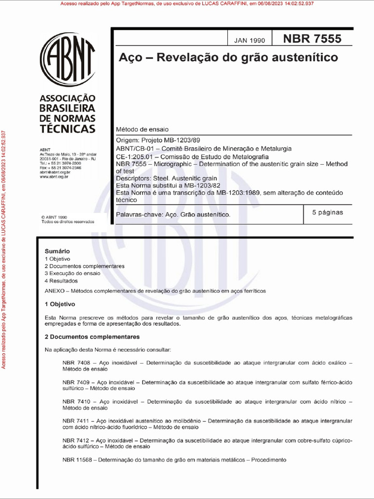 NBR 7555-1990 | PDF
