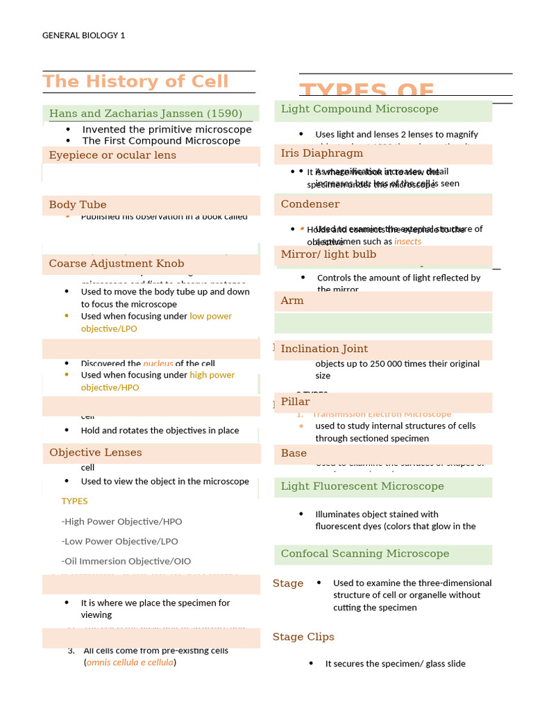 History and Types of Cells and Microscopes | PDF | Mitosis | Meiosis