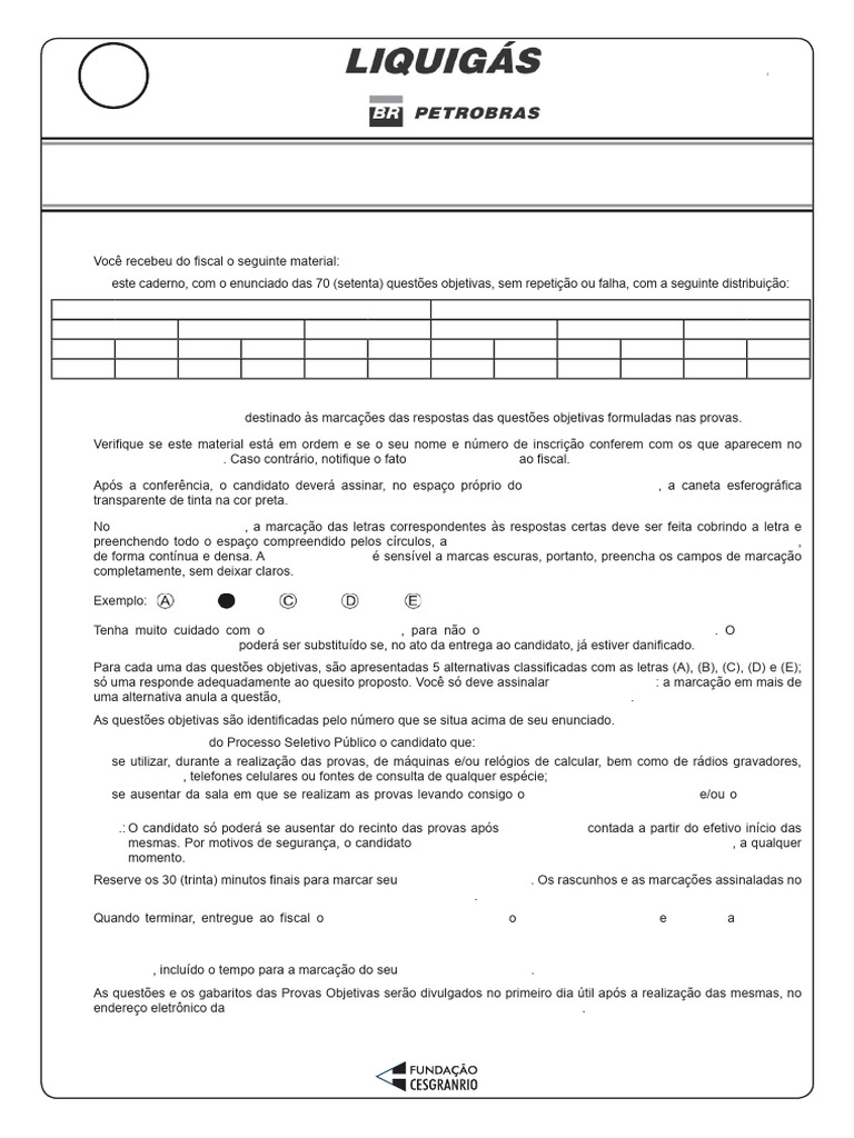Instruções para Prova de TI Liquigás | PDF | Brasil