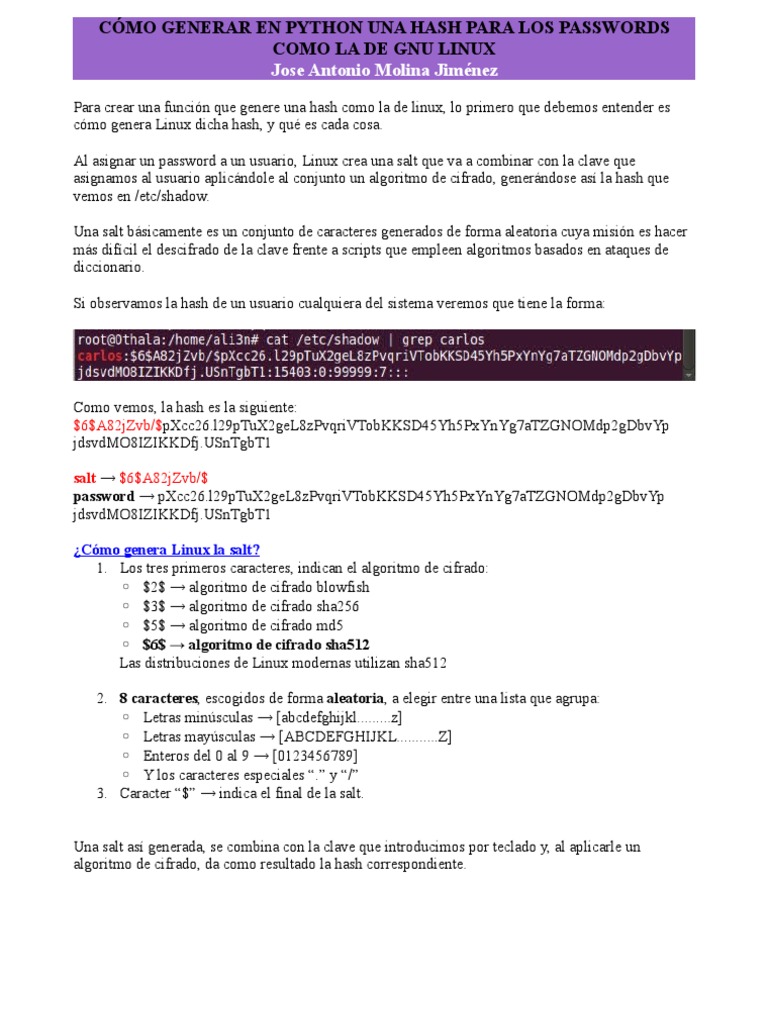 Generación de Hashes en Python para Passwords | PDF | Contraseña ...