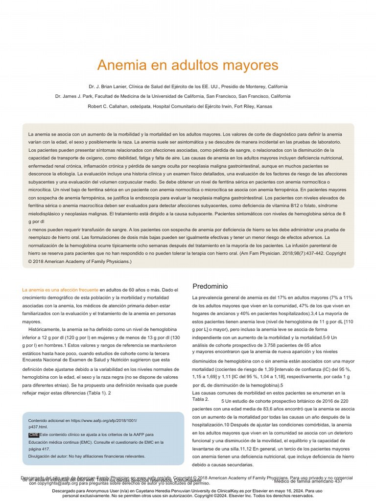 18 Anemia in Older Adults | PDF | Anemia | Diagnostico medico