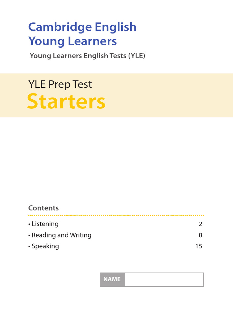 YLE Starters Listening & Writing Guide | PDF