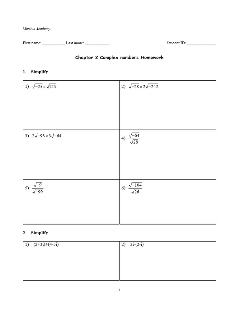 Complex Numbers - Homework - Feb - 11-16 | PDF | Complex Number ...
