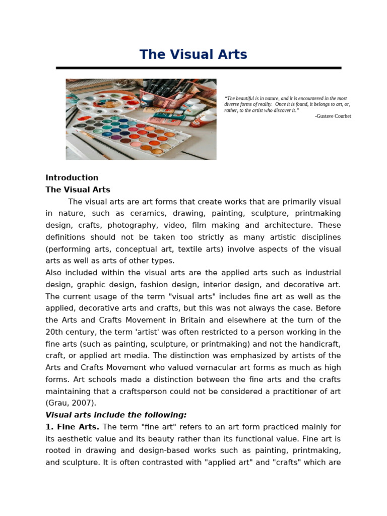 Overview of Visual Arts and Their Types | PDF | The Arts | Fine Art