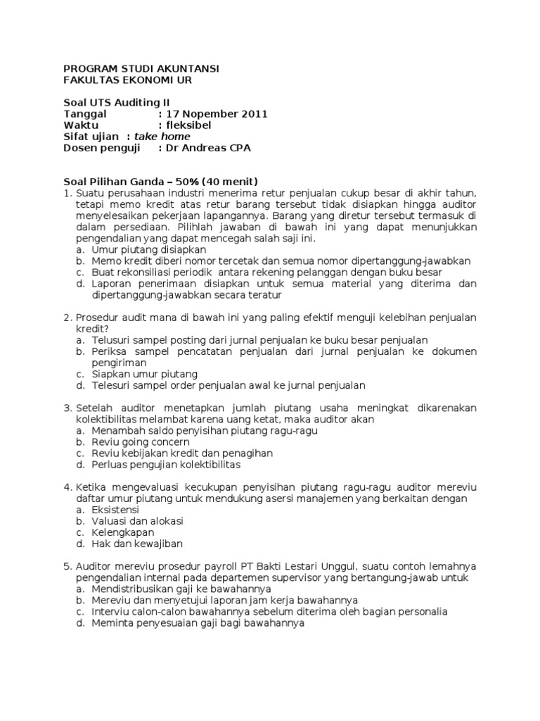 Soal Uts Audit Ii