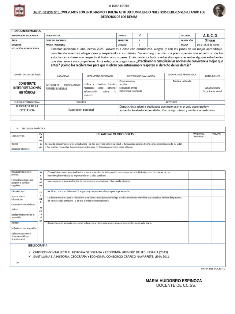 Inicio del Año Escolar en Ciencias Sociales | PDF | Evaluación ...