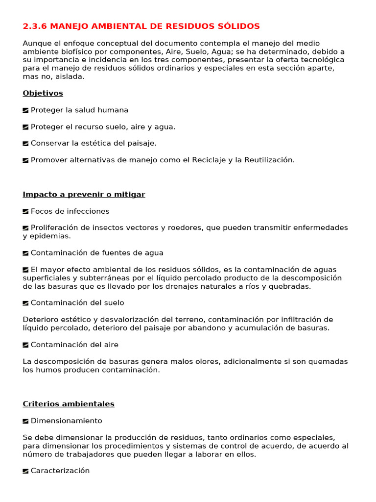 Manejo Ambiental de Residuos Sólidos | PDF | Residuos | Vertedero
