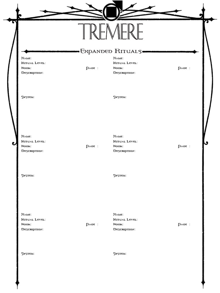 VtM ExpandedRitualsSheet Tremere Editable | PDF