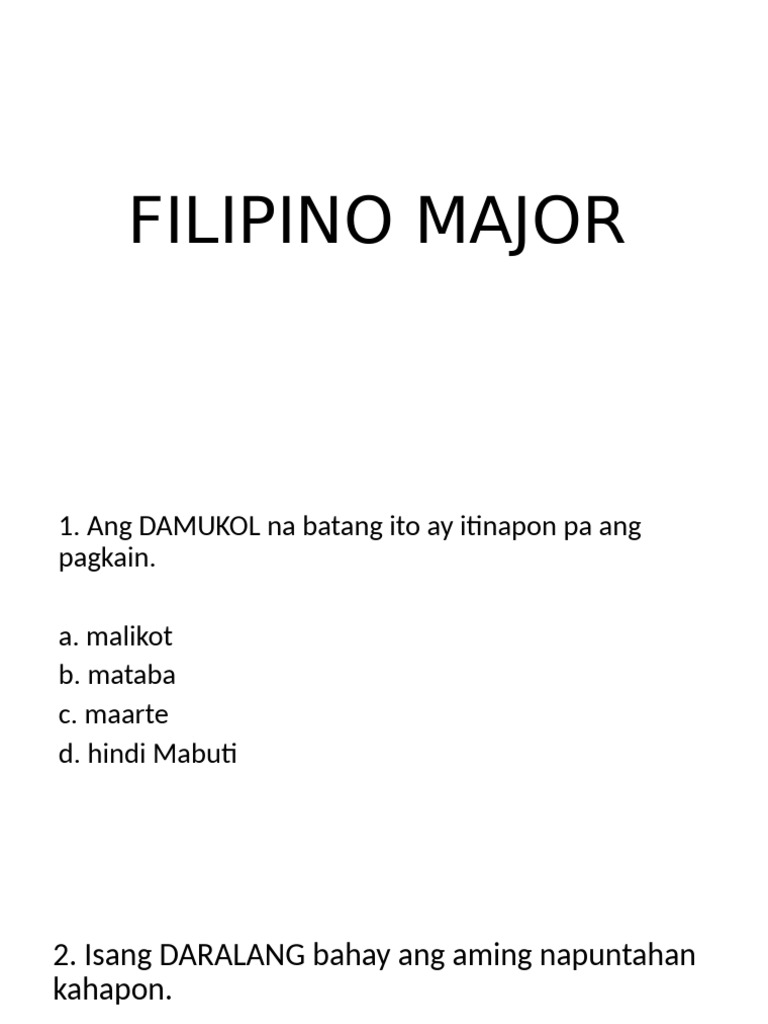 Filipino Major Diagnostic Test (Questions) | PDF