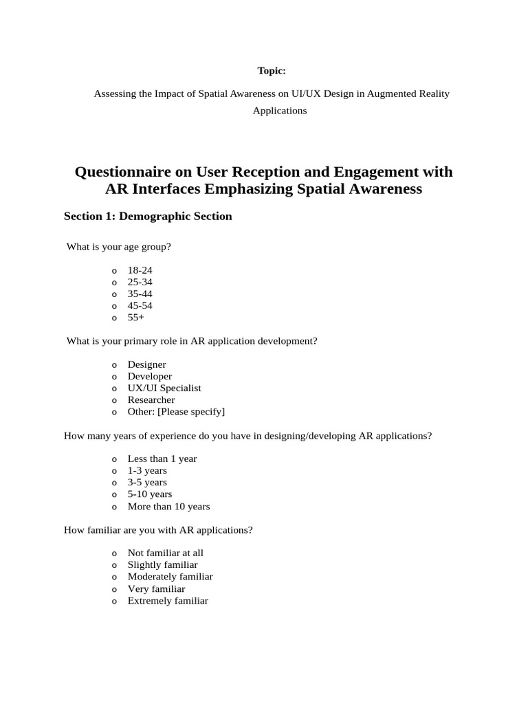 Spatial Awareness in AR UI/UX Design Survey | PDF | User Interface ...