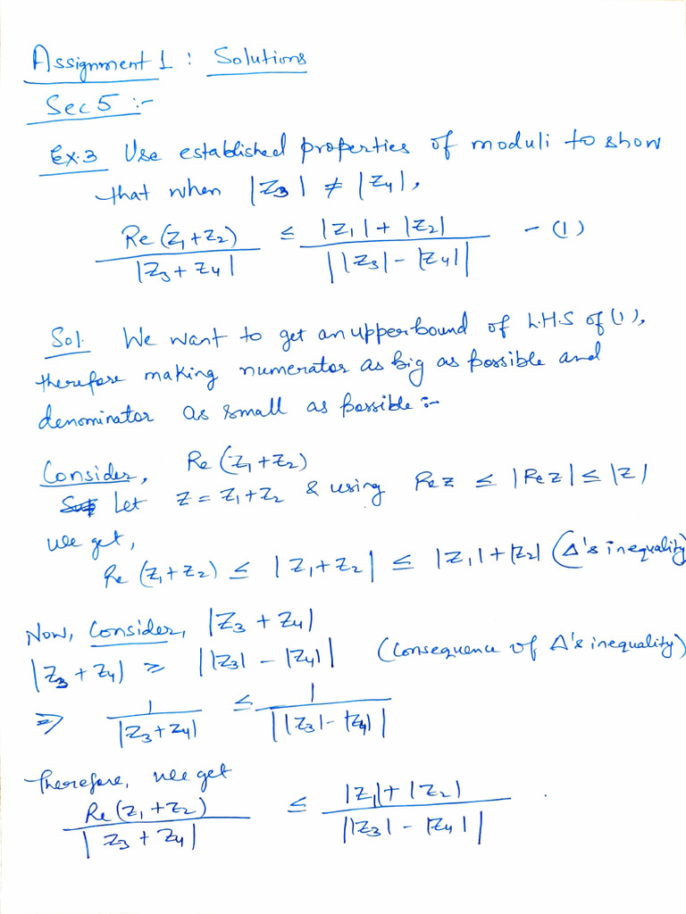Complex Analysis Solved Examples 1 | PDF | Inequality (Mathematics ...